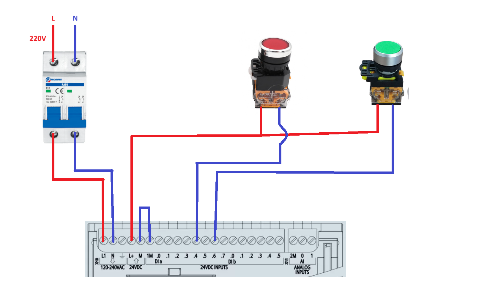 đấu nối đầu vào PLC
