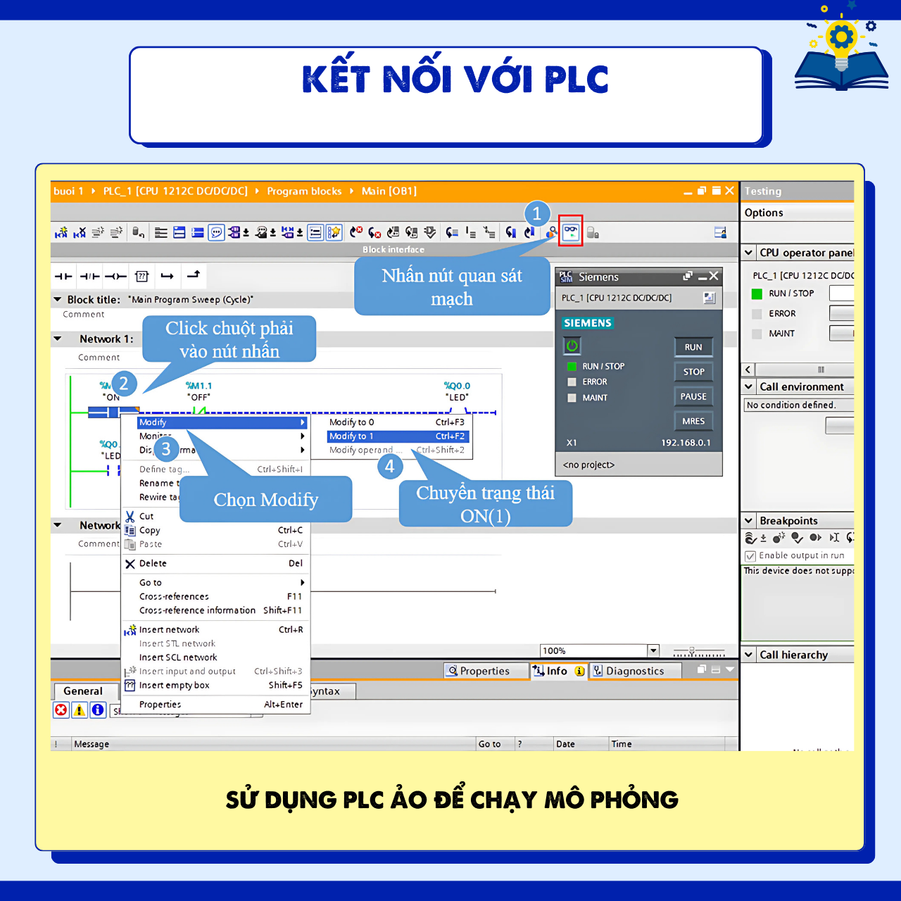 sử dụng plc ảo để chạy mô phỏng